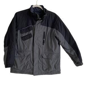 Y2K Youth LL Bean Two Tone Gray Thinsulate Nylon Full Zip Winter Coat Size 14/16